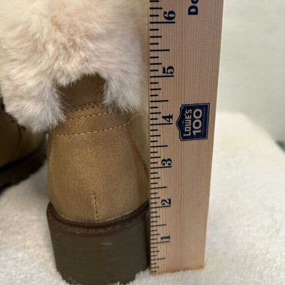 NWT*Unionbay Kacie Soft Faux Fur Suede Lace Up Dark Tan Ankle Boots 2" Heel-7.5 - Picture 12 of 14